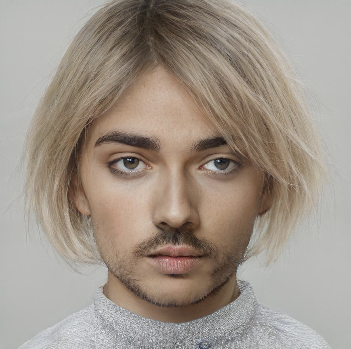 Woman with facial hair - Before no beard filter